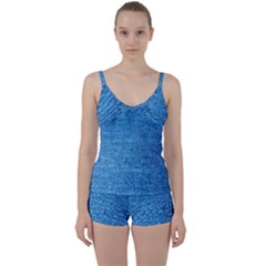 Denim Tie Front Two Piece Tankini by nateshop