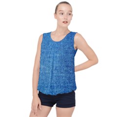 Denim Bubble Hem Chiffon Tank Top by nateshop