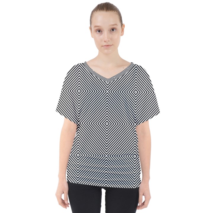 Diagonal V-Neck Dolman Drape Top