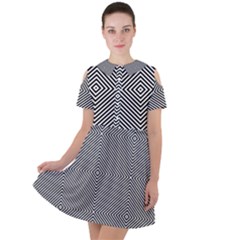 Diagonal Short Sleeve Shoulder Cut Out Dress  by nateshop