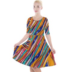 Fabric-2 Quarter Sleeve A-line Dress by nateshop