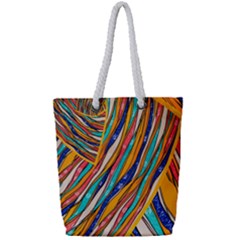 Fabric-2 Full Print Rope Handle Tote (small) by nateshop