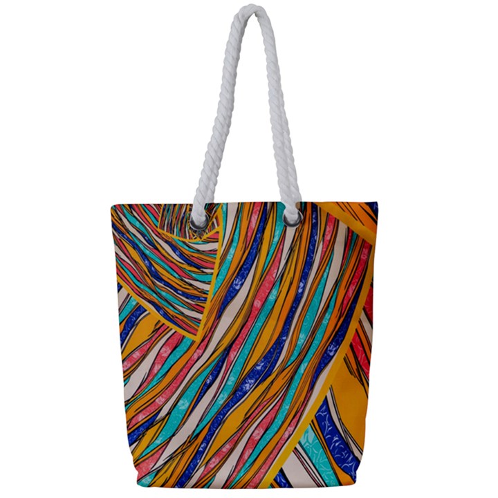 Fabric-2 Full Print Rope Handle Tote (Small)