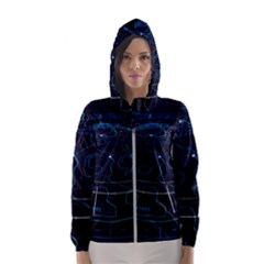 Earth Map Futuristic Globe Women s Hooded Windbreaker by danenraven