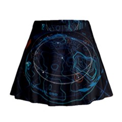 Earth Map Futuristic Globe Mini Flare Skirt by danenraven