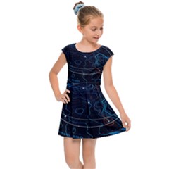 Earth Map Futuristic Globe Kids  Cap Sleeve Dress by danenraven