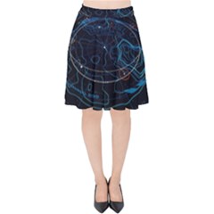 Earth Map Futuristic Globe Velvet High Waist Skirt by danenraven