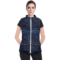 Earth Map Futuristic Globe Women s Puffer Vest by danenraven