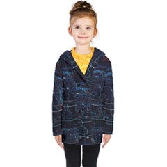 Earth Map Futuristic Globe Kids  Double Breasted Button Coat by danenraven