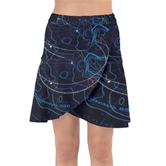 Earth Map Futuristic Globe Wrap Front Skirt by danenraven