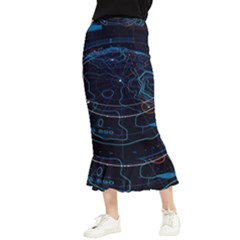 Earth Map Futuristic Globe Maxi Fishtail Chiffon Skirt by danenraven