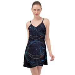 Earth Map Futuristic Globe Summer Time Chiffon Dress by danenraven