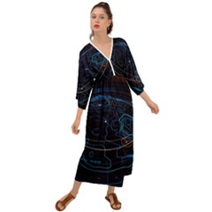 Earth Map Futuristic Globe Grecian Style  Maxi Dress by danenraven