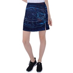 Earth Map Futuristic Globe Tennis Skirt by danenraven