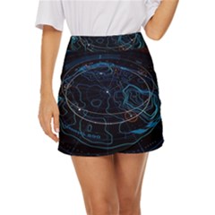 Earth Map Futuristic Globe Mini Front Wrap Skirt by danenraven