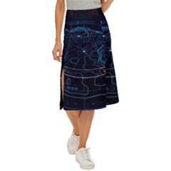 Earth Map Futuristic Globe Midi Panel Skirt by danenraven