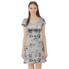 Pattern Wallpaper Math Formula Albert Einstein Short Sleeve Skater Dress by danenraven