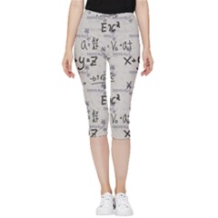 Pattern Wallpaper Math Formula Albert Einstein Inside Out Lightweight Velour Capri Leggings  by danenraven