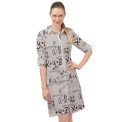 Pattern Wallpaper Math Formula Albert Einstein Long Sleeve Mini Shirt Dress by danenraven