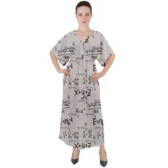 Pattern Wallpaper Math Formula Albert Einstein V-neck Boho Style Maxi Dress by danenraven