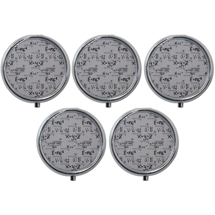 Pattern Wallpaper Math Formula Albert Einstein Mini Round Pill Box (Pack of 5)