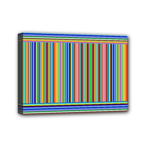 Abstract Stripe Pattern Rainbow Mini Canvas 7  X 5  (stretched) by Wegoenart