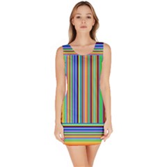 Abstract Stripe Pattern Rainbow Bodycon Dress by Wegoenart