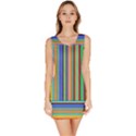 Abstract Stripe Pattern Rainbow Bodycon Dress View1