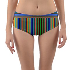 Abstract Stripe Pattern Rainbow Reversible Mid-waist Bikini Bottoms by Wegoenart