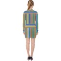 Abstract Stripe Pattern Rainbow V-neck Bodycon Long Sleeve Dress View2