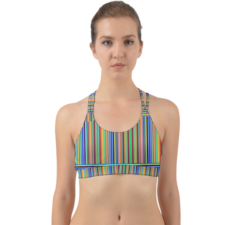 Abstract Stripe Pattern Rainbow Back Web Sports Bra