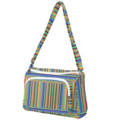 Abstract Stripe Pattern Rainbow Front Pocket Crossbody Bag by Wegoenart