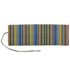 Abstract Stripe Pattern Rainbow Roll Up Canvas Pencil Holder (m) by Wegoenart