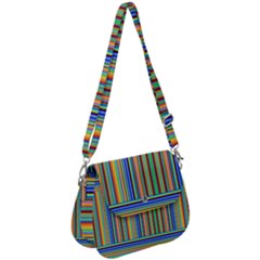 Abstract Stripe Pattern Rainbow Saddle Handbag by Wegoenart