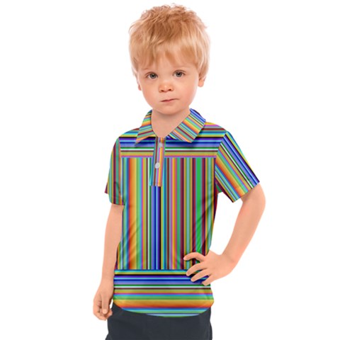 Abstract Stripe Pattern Rainbow Kids  Polo Tee by Wegoenart