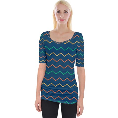 Pattern Zig Zag Colorful Zigzag Wide Neckline Tee by Wegoenart