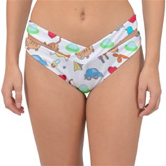 Children Pattern Cute Pattern Double Strap Halter Bikini Bottom by Wegoenart