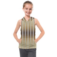 Green Background Line Pattern Kids  Sleeveless Hoodie by Wegoenart