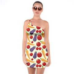 Vegetable Food Illustration Patterntexture One Soulder Bodycon Dress by Wegoenart