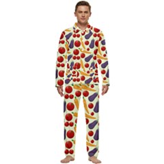 Vegetable Food Illustration Patterntexture Men s Long Sleeve Velvet Pocket Pajamas Set by Wegoenart