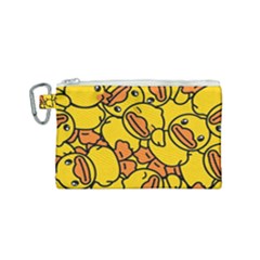 Duck Cartoon Background Pattern Canvas Cosmetic Bag (small) by Wegoenart