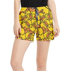 Duck Cartoon Background Pattern Women s Runner Shorts