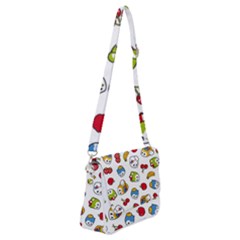 Illustration Vector Fruit Animal Cartoon Pattern Shoulder Bag With Back Zipper by Wegoenart