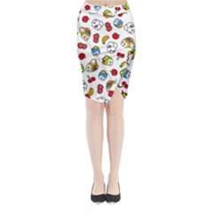 Illustration Vector Fruit Animal Cartoon Pattern Midi Wrap Pencil Skirt by Wegoenart