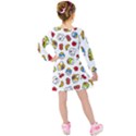 Illustration Vector Fruit Animal Cartoon Pattern Kids  Long Sleeve Velvet Dress View2