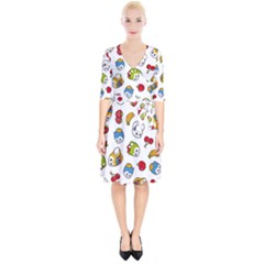 Illustration Vector Fruit Animal Cartoon Pattern Wrap Up Cocktail Dress by Wegoenart