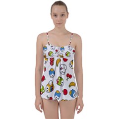 Illustration Vector Fruit Animal Cartoon Pattern Babydoll Tankini Set by Wegoenart