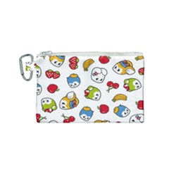 Illustration Vector Fruit Animal Cartoon Pattern Canvas Cosmetic Bag (small) by Wegoenart