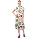 Illustration Vector Fruit Animal Cartoon Pattern Keyhole Neckline Chiffon Dress View1