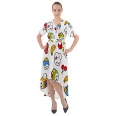 Illustration Vector Fruit Animal Cartoon Pattern Front Wrap High Low Dress by Wegoenart